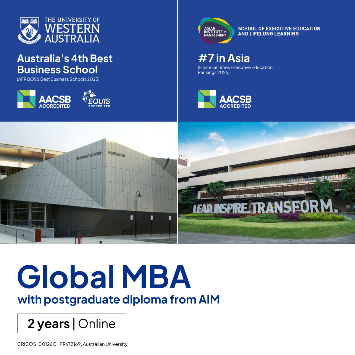 The University of Western Australia Global MBA with PG Diploma from AIM Facebook ad