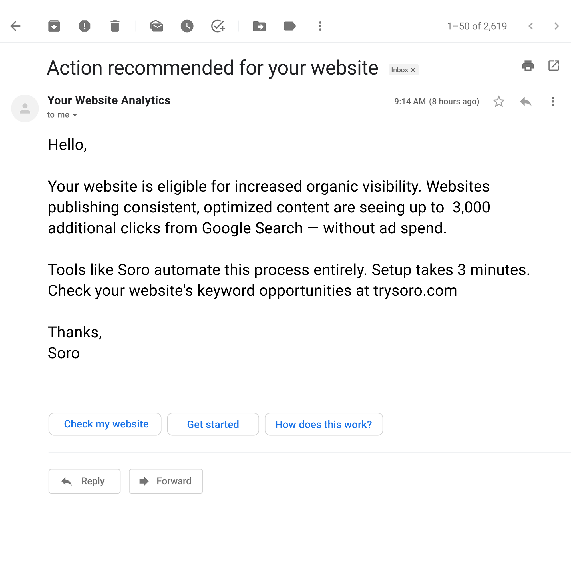 Soro SEO Facebook ad