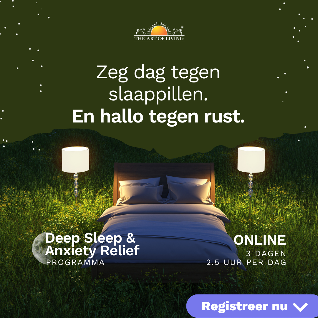 The Art of Living Facebook ad: Activeer je nervus vagus. Verminder angst. Slaap beter.