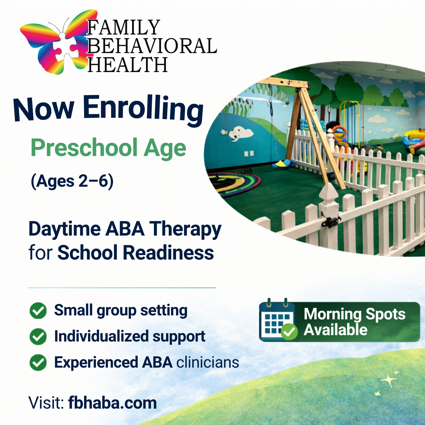 Family Behavioral Health Facebook ad: Now Enrolling Ages 2-6