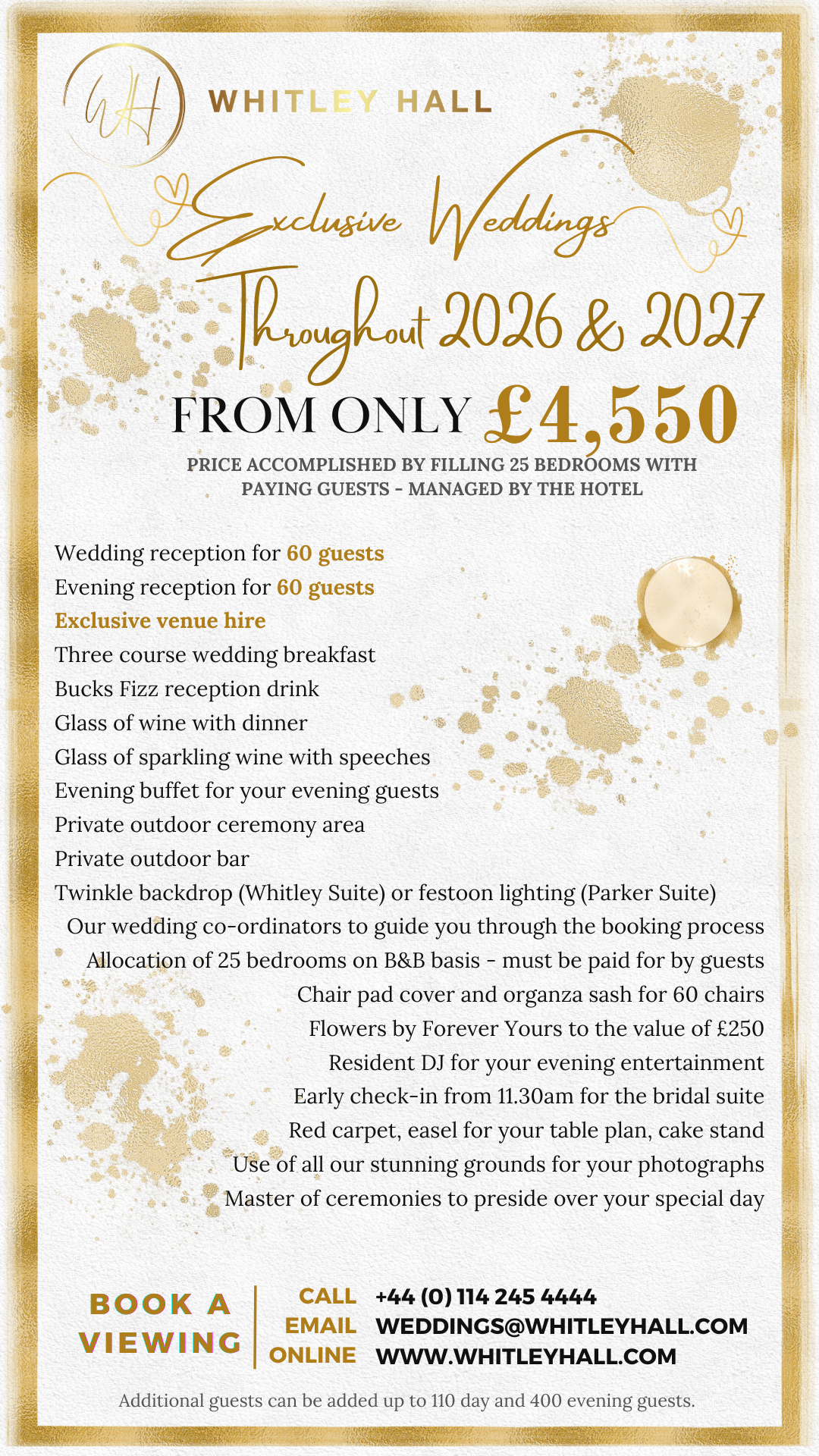 Whitley Hall Hotel Sheffield Facebook ad from Jan 16, 2026