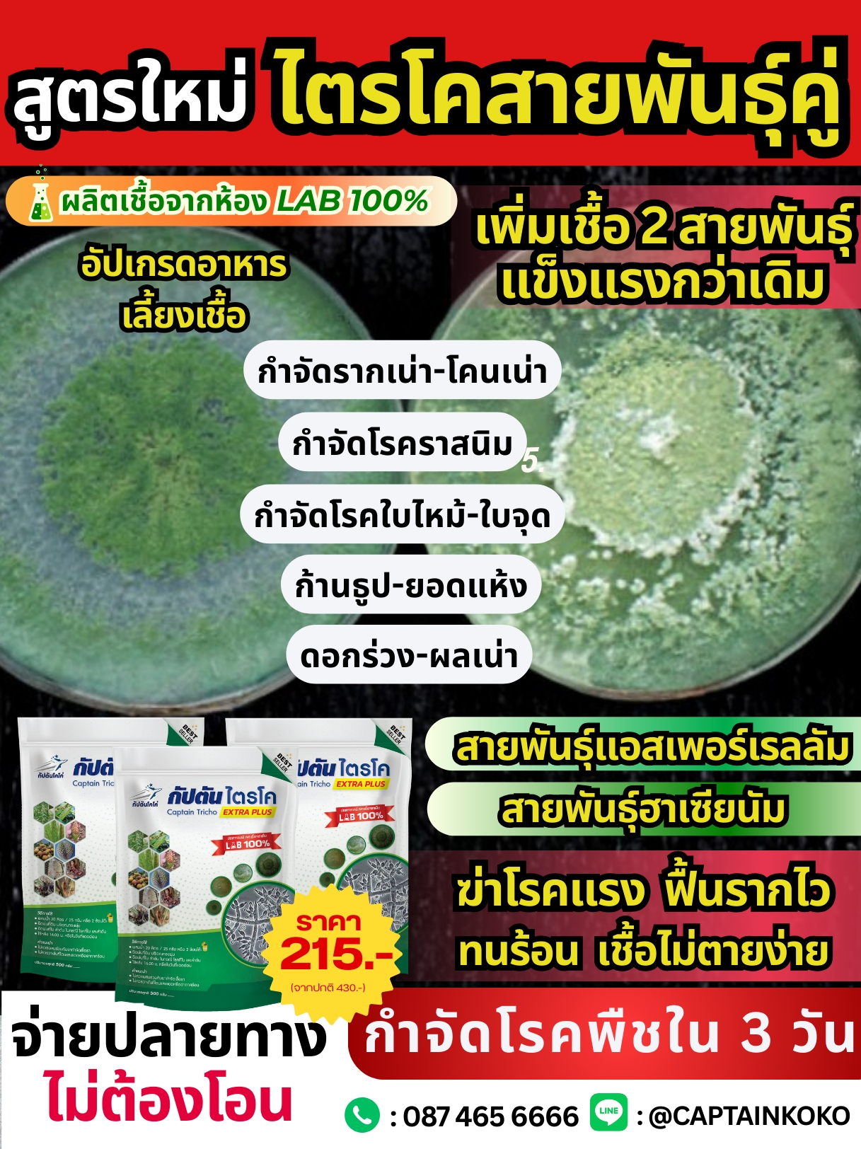 ไตรโคเดอร์มา ปุ๋ยทุเรียน โดย กัปตัน Facebook ad: รวมพลังกำจัดราร้าย