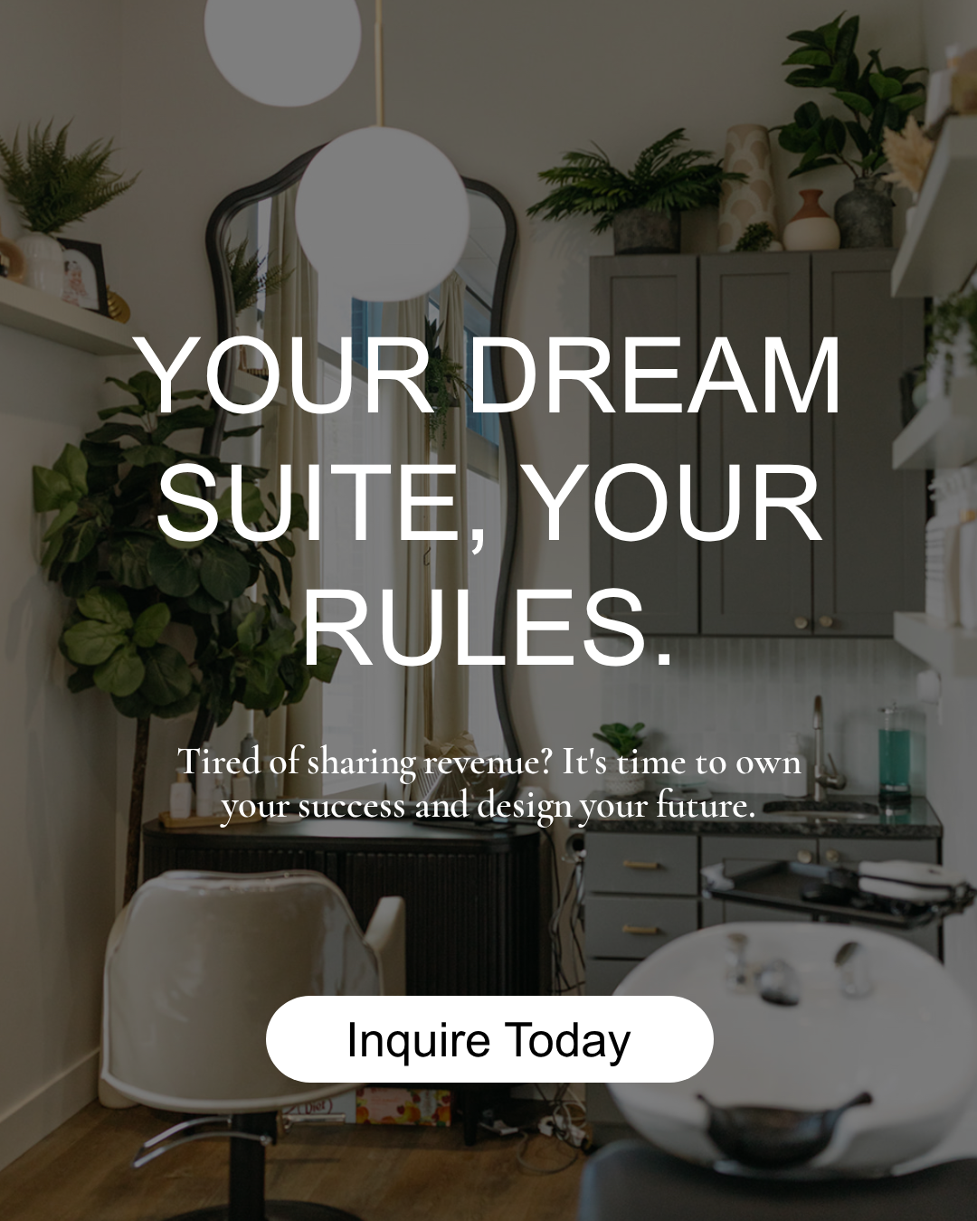 Elevate Salon Studios Facebook ad: Individual Private Suites for talented Beauty professionals.