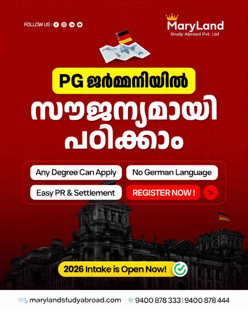 MaryLand Study Abroad Pvt. Ltd. Facebook ad: study at Tuition-Free Public Universities