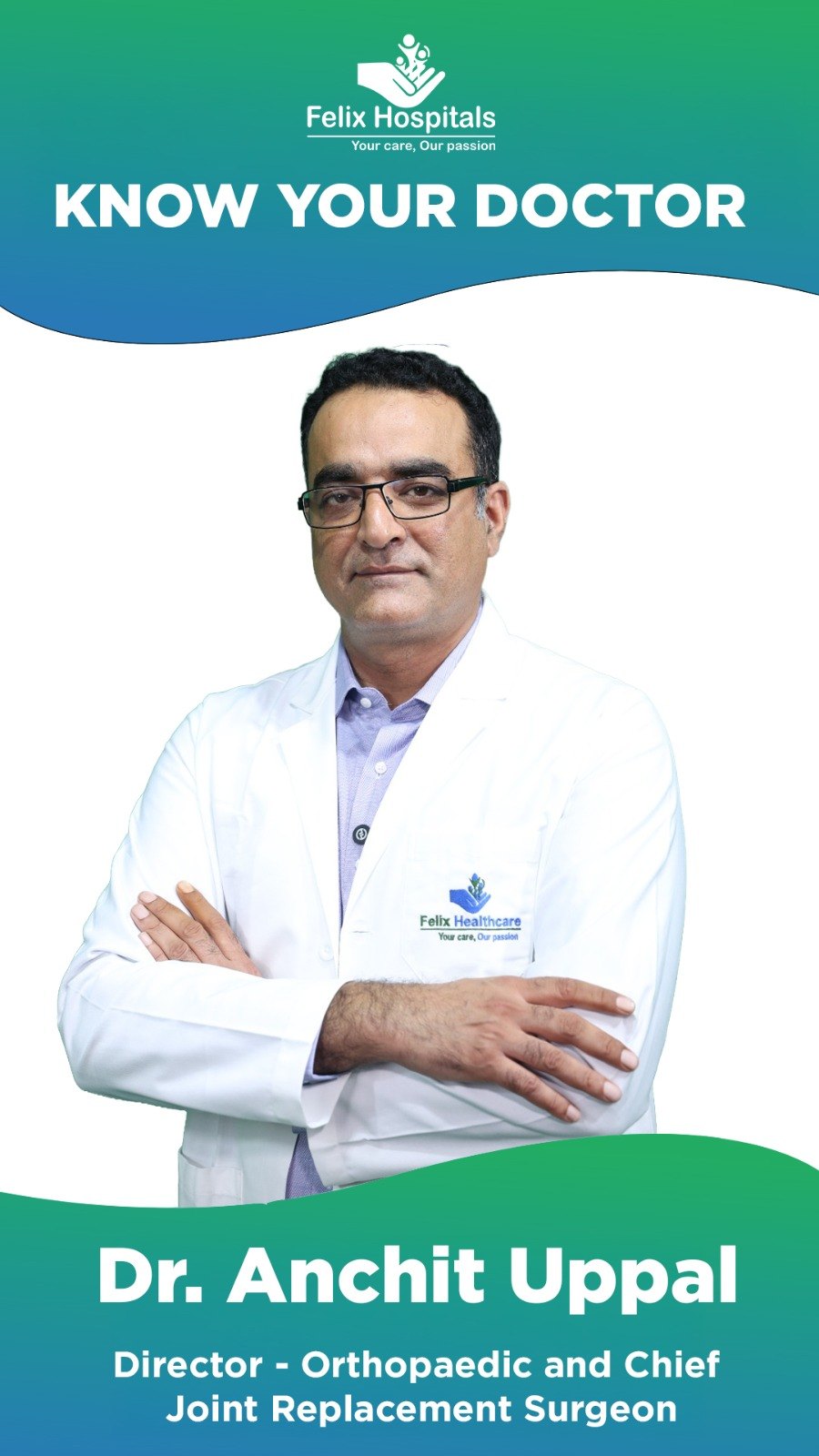 Felix Hospitals Facebook ad: Meet Dr. Anchit Uppal, a distinguished Orthopaedics, Joint…