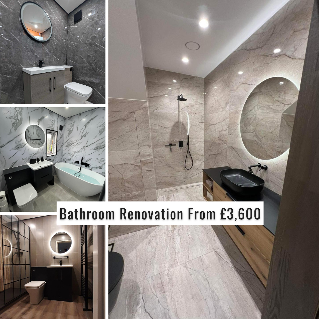 Visionary Renovations Ltd Facebook ad: Full Bathroom Supply and Fit Starting from £3,600