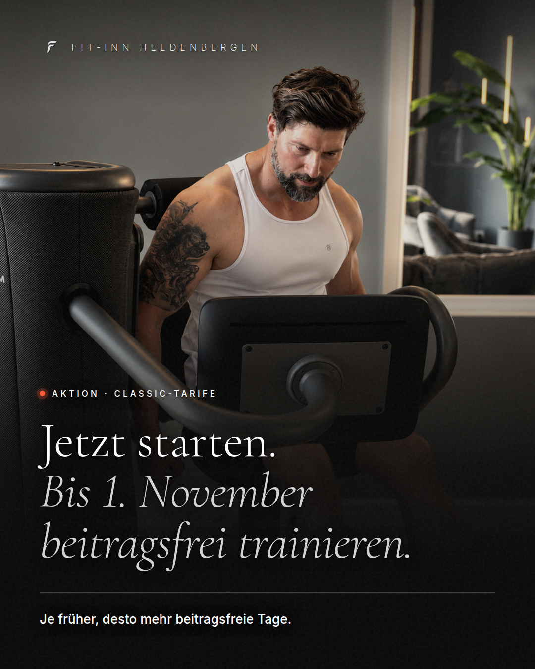 Fit-Inn Heldenbergen Facebook ad: Bis 1. November beitragsfrei trainieren