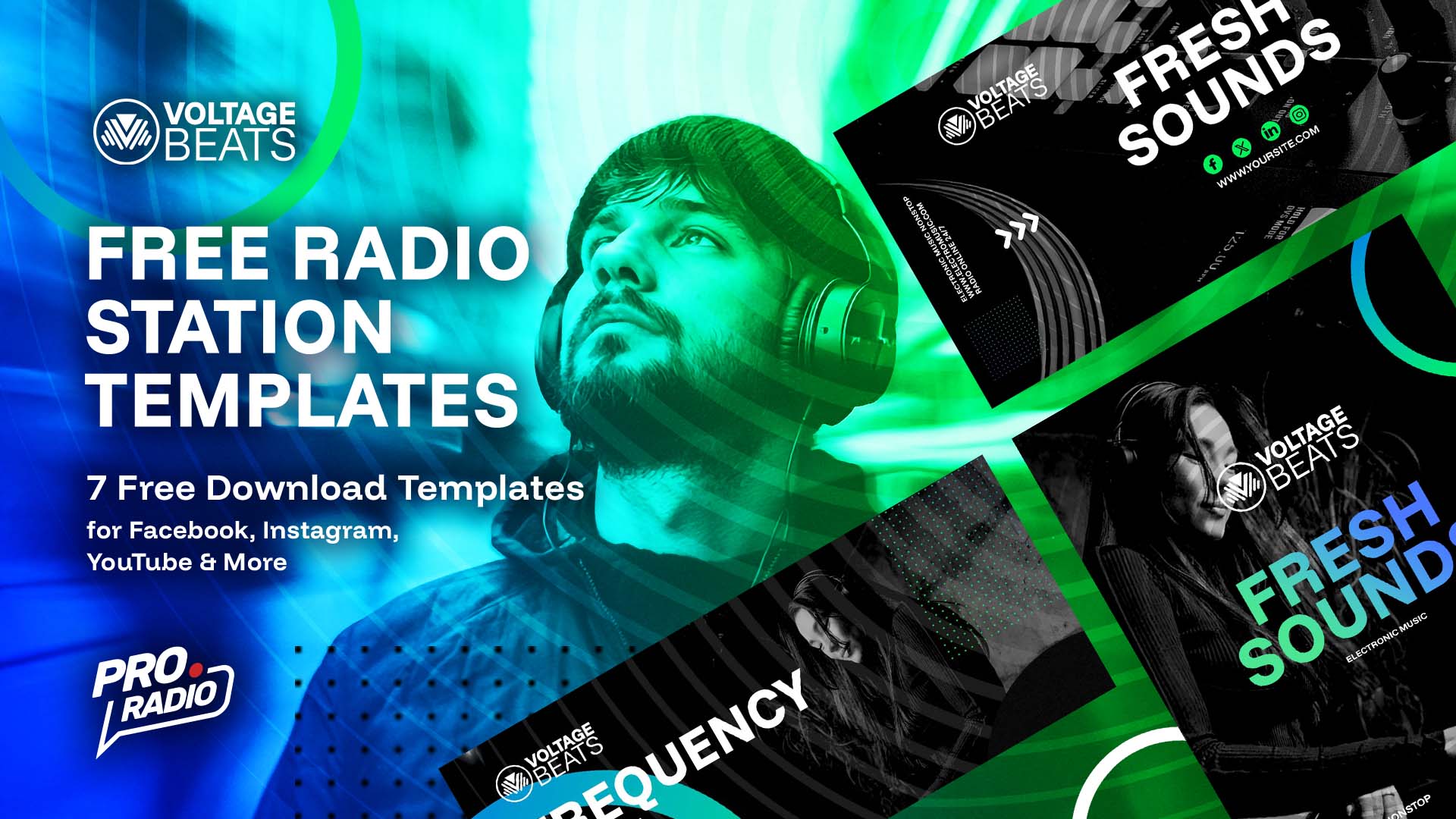 Pro.Radio Facebook ad: Free Voltage Beats Social Media Templates for Modern…