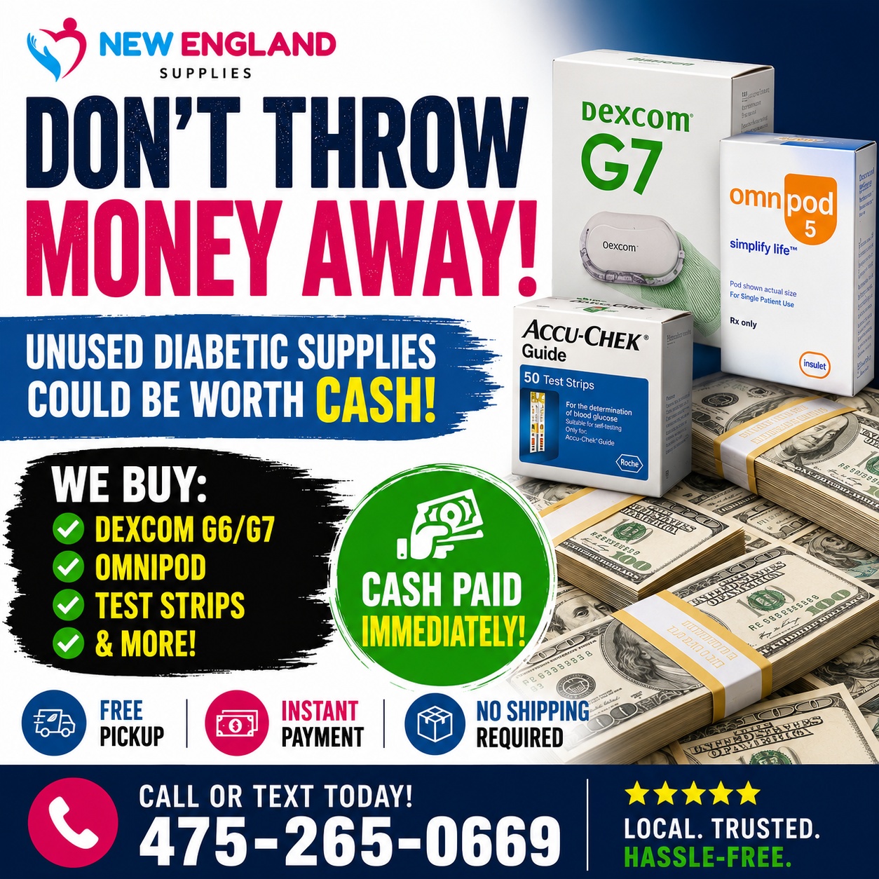 New England Supplies Facebook ad: Your Extra Supplies Could Be Worth Cash