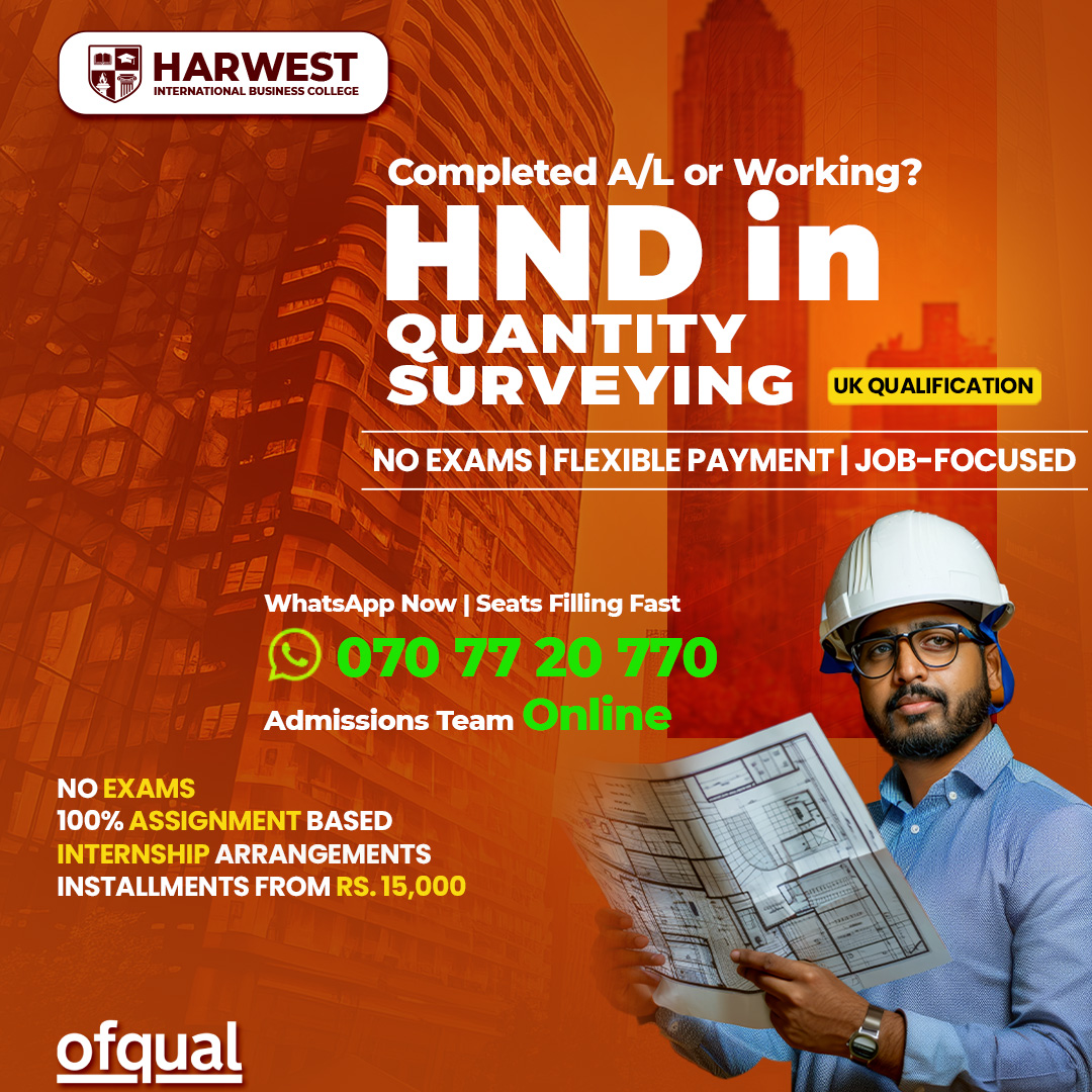 Harwest International Business College Facebook ad: HND in QS Online Course, UK Certificate