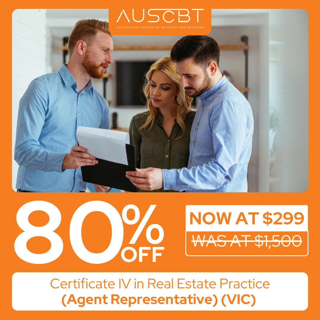Australian College of Business and Training Pty Ltd - RTO 40493 Facebook ad: 80% OFF Real Estate Training in Victoria