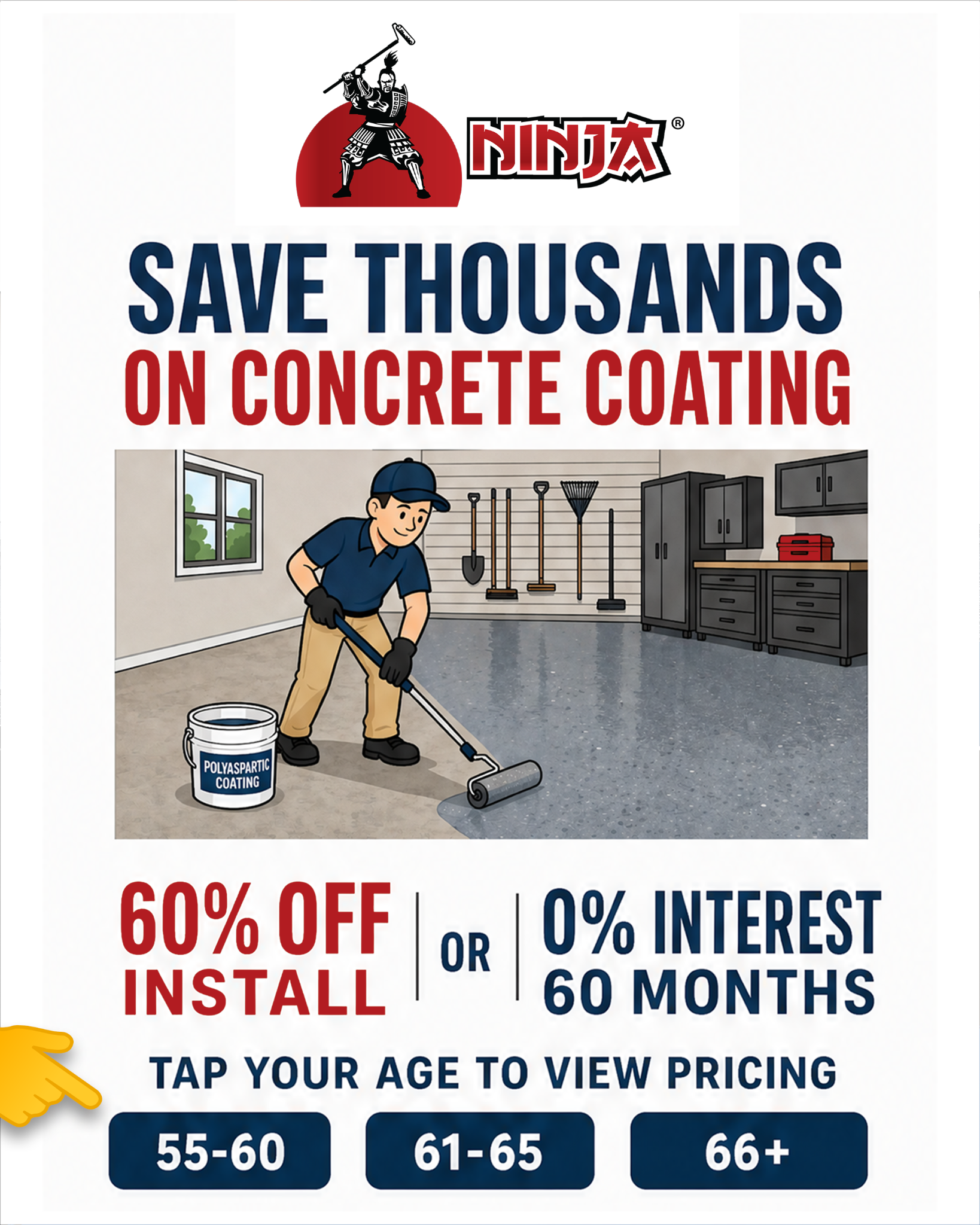 Ninja Coatings Facebook ad: Get 60% OFF Install