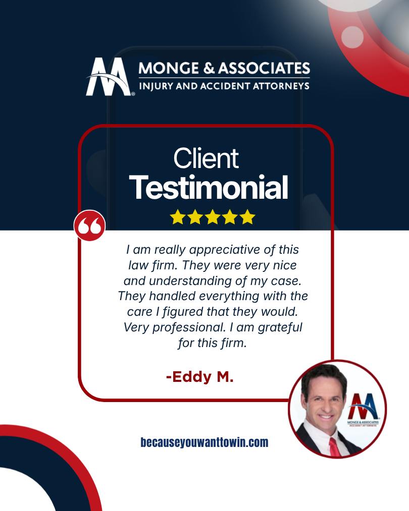 Monge & Associates Facebook ad: Thank you, Eddy, for taking the time to…