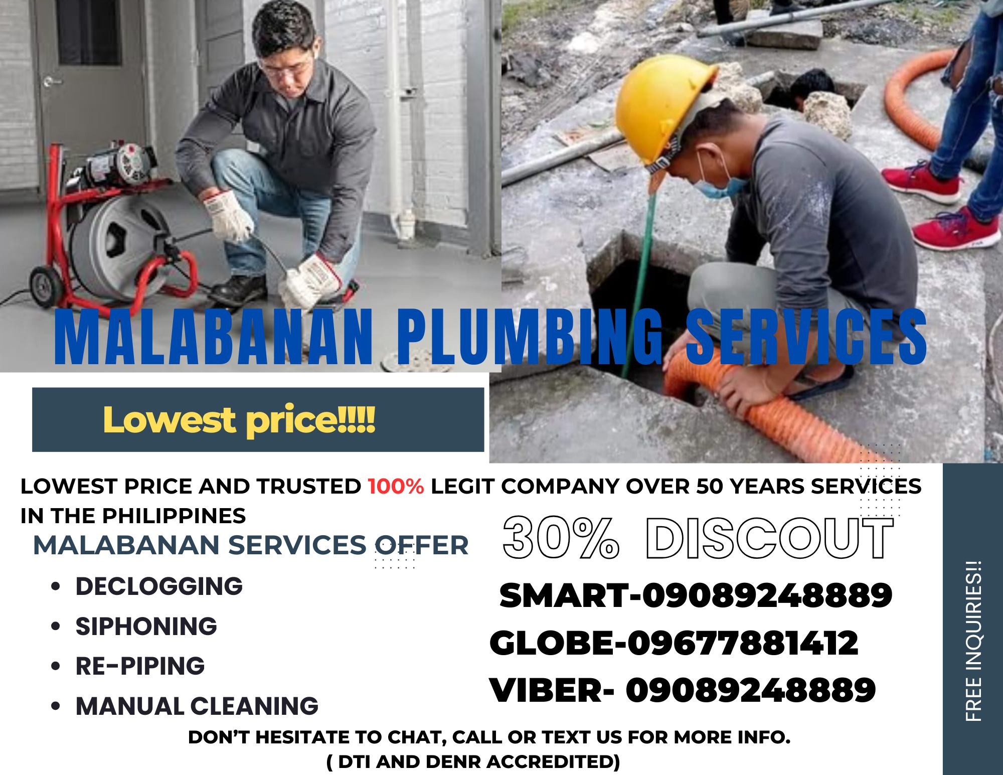 Malabanan Service Facebook ad: Malabanan Siphoning Septic Tank and Plumbing Services.