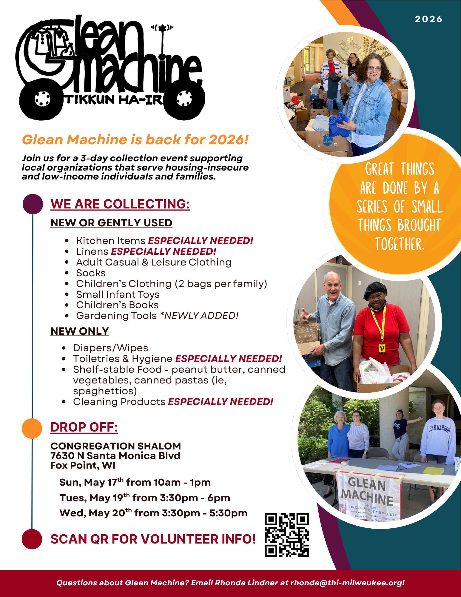 Tikkun Ha-Ir of Milwaukee Facebook ad: Glean Machine is a 3-day collection event of…