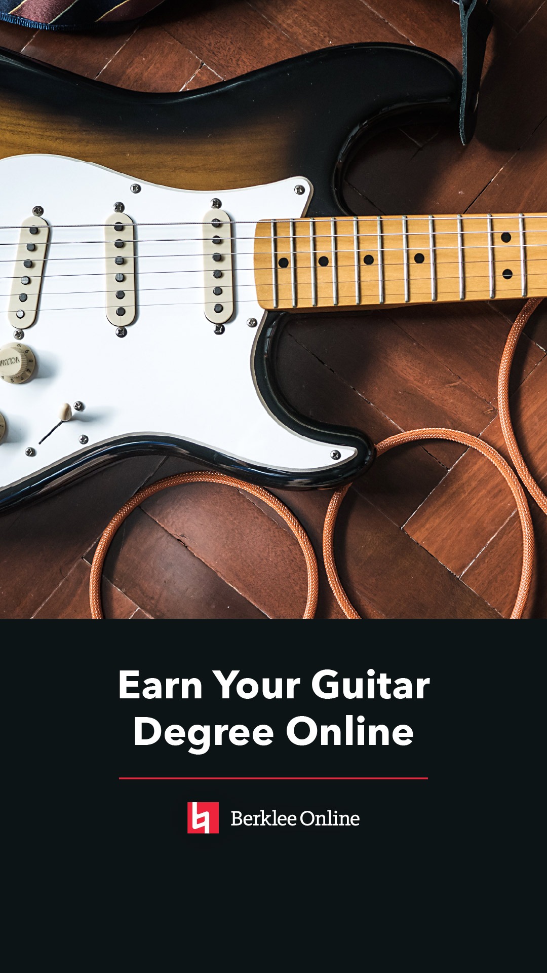 Berklee Online Facebook ad: Earn Your Guitar Degree Online with Berklee