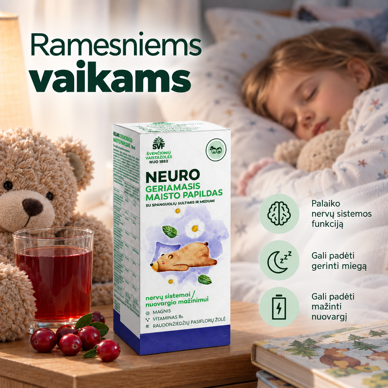 Švenčionių vaistažolės Facebook ad: Neuro maisto papildams 1+1