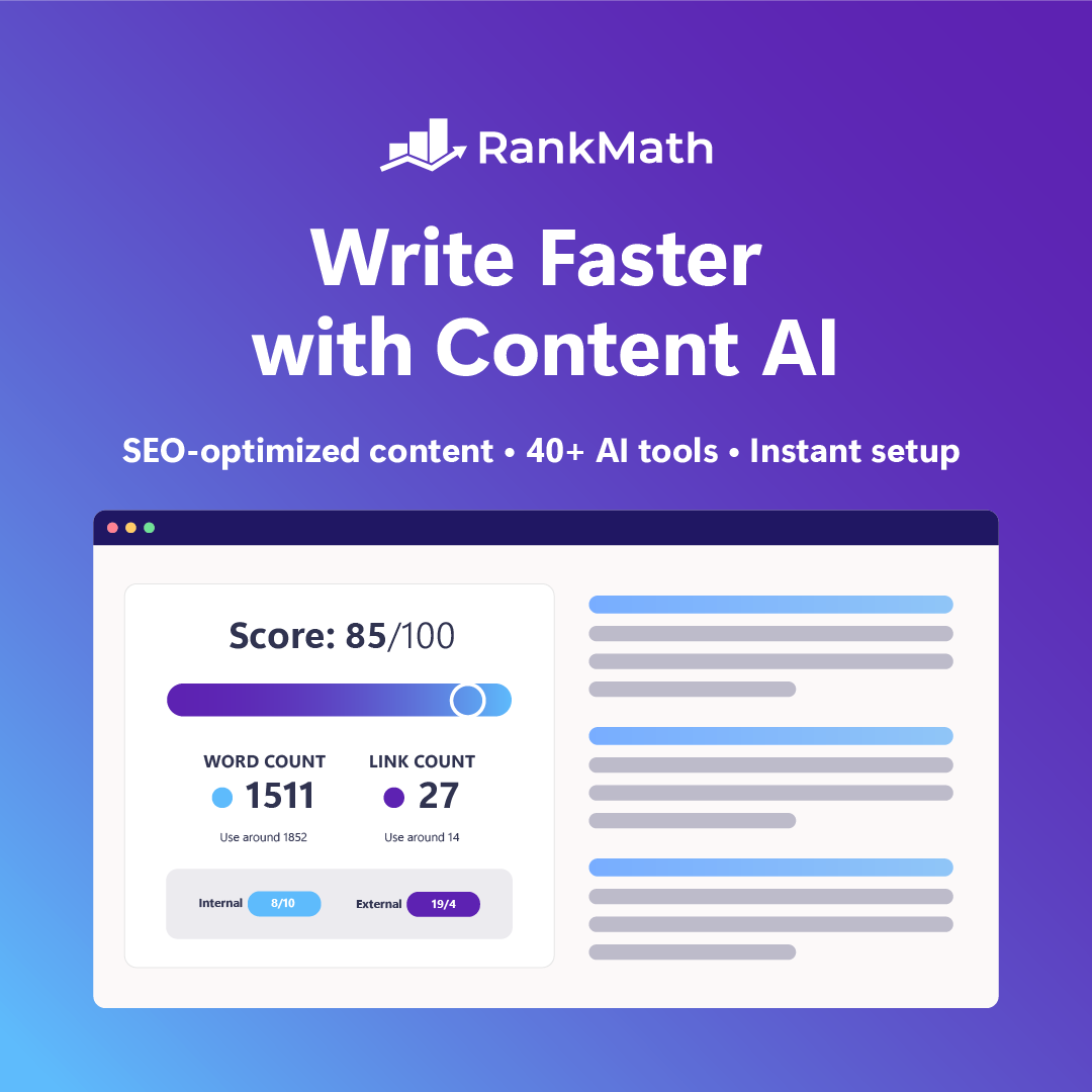 Rank Math Facebook ad: SEO-Optimized Articles in 1-click