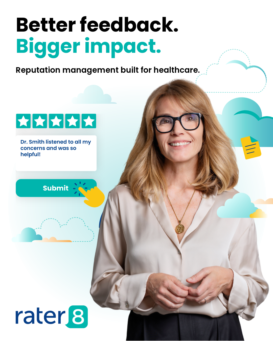 rater8 Facebook ad: You make patients happy. We make sure everyone knows about…