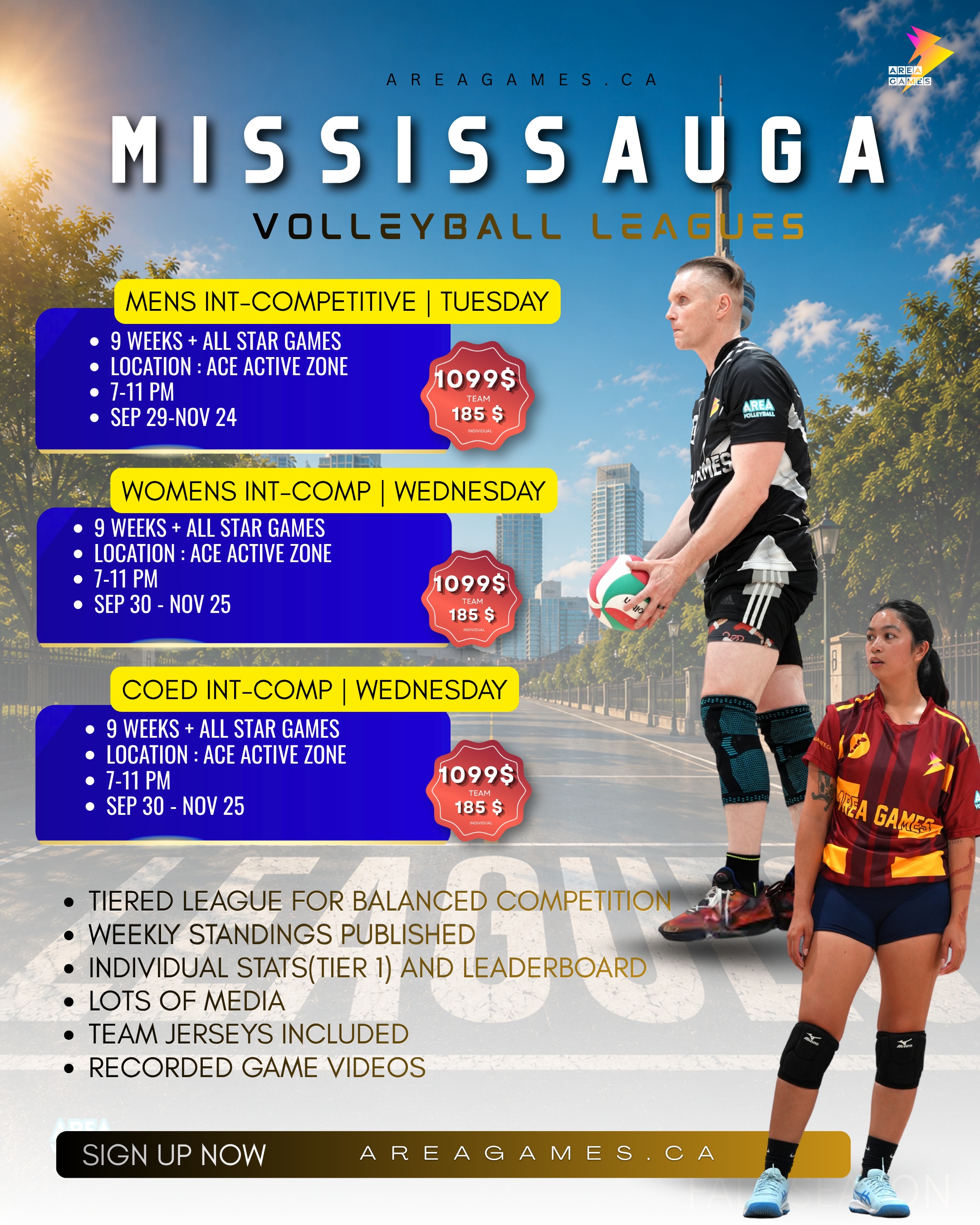 AREA Games Facebook ad: Mississauga Competitive Volleyball Leagues Are Back!