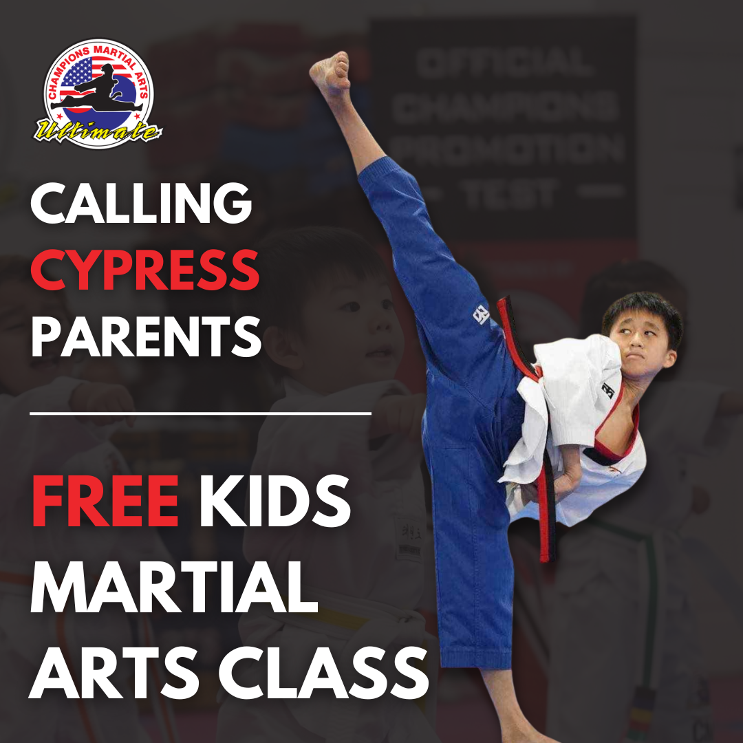 Champions Martial Arts Bridgeland Facebook ad: Kids Martial Arts (Ages 4+) | Free Trial Pass