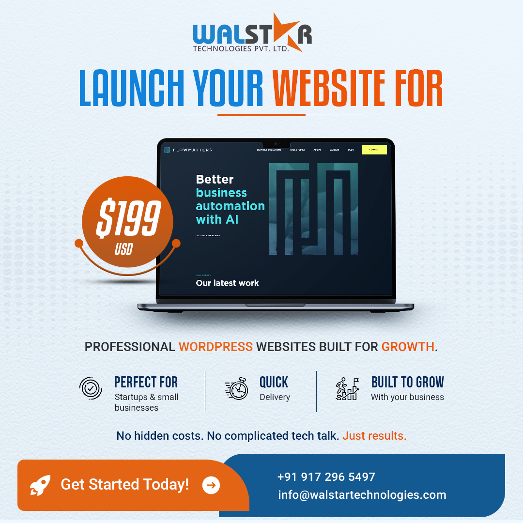 Walstar Technologies Pvt. Ltd Facebook ad: Professional WordPress Websites Built for Growth