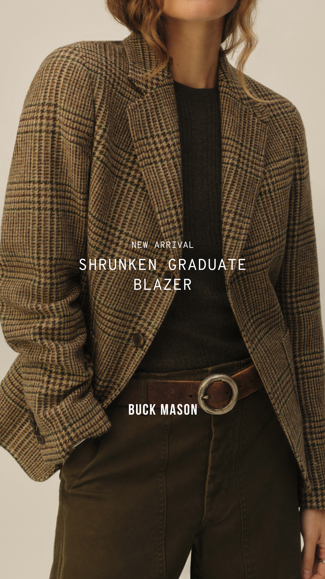 Buck Mason Women's Facebook ad: Shrunken Graduate Blazer