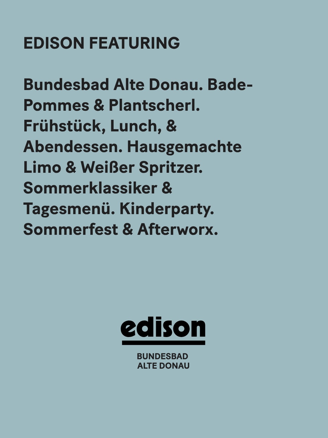 Edison Facebook ad: Habe die Ehre, edison im Bundesbad Alte Donau!