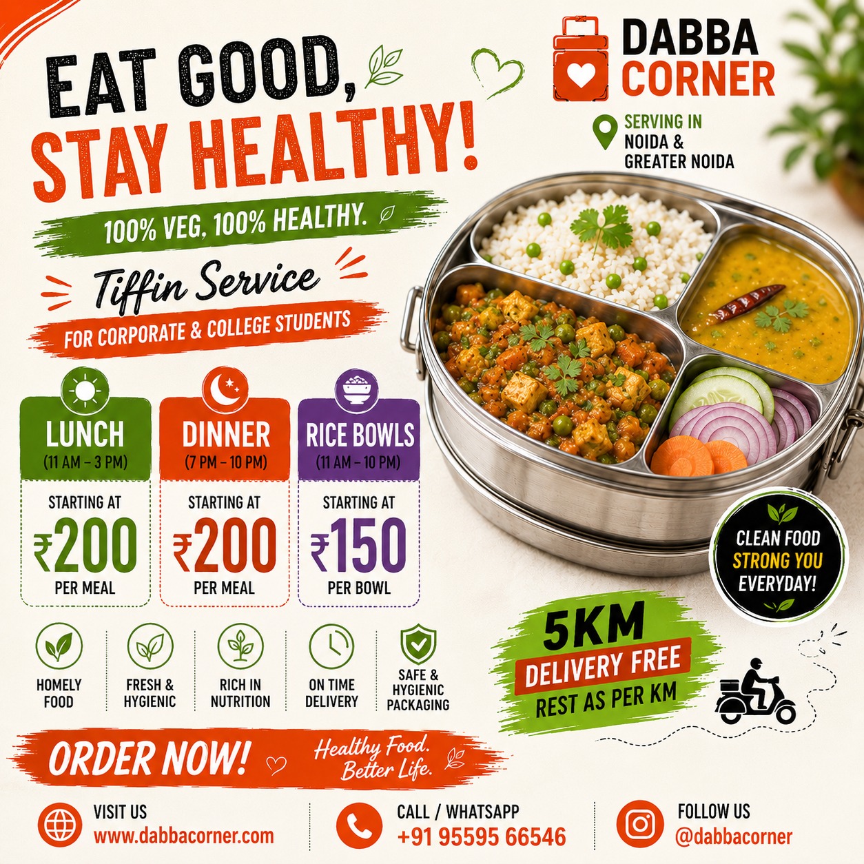 Dabba Corner Gr Noida Facebook ad: Fresh Home-Style Meals