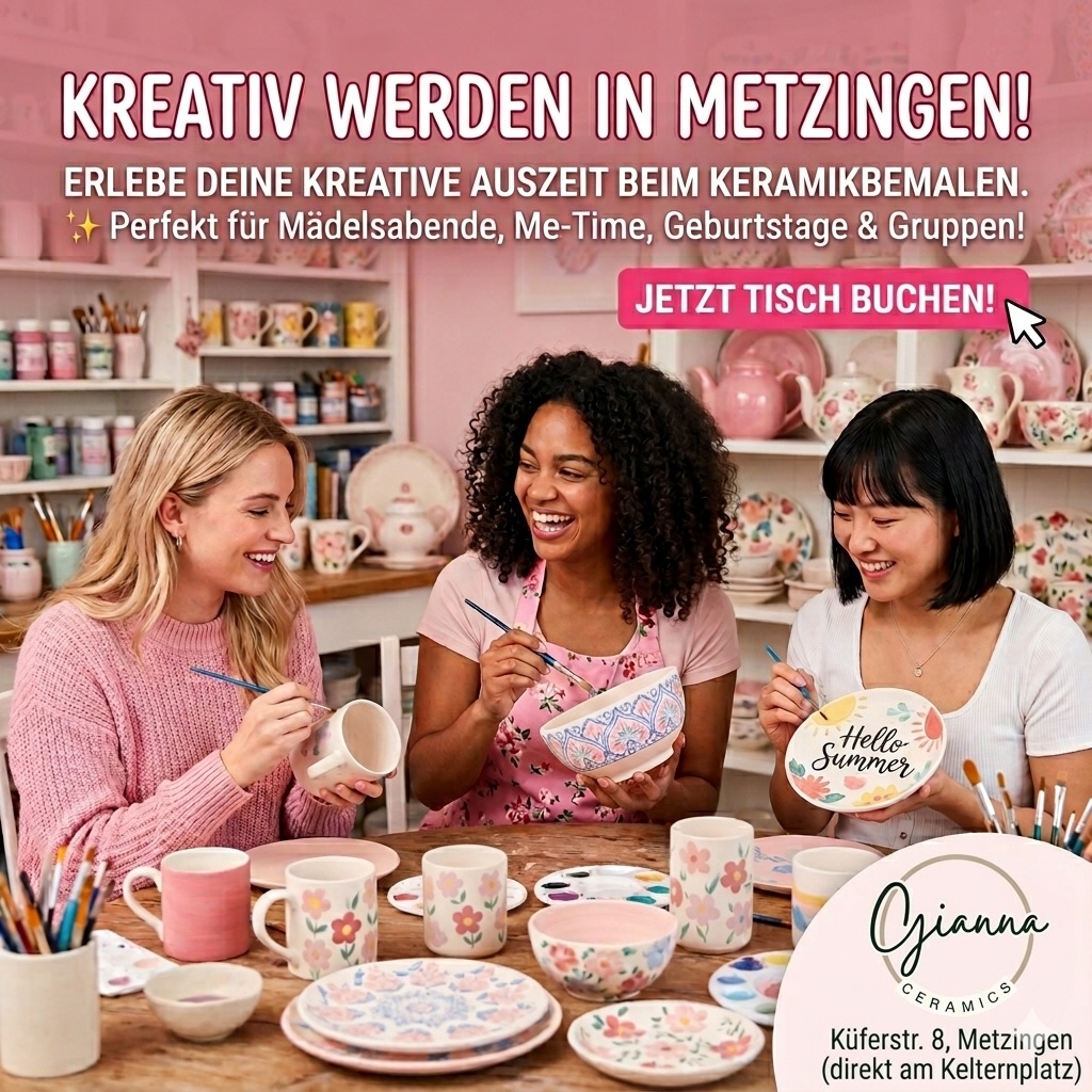 gianna.ceramics Facebook ad: Bereit für deine kreative Auszeit in Metzingen?
