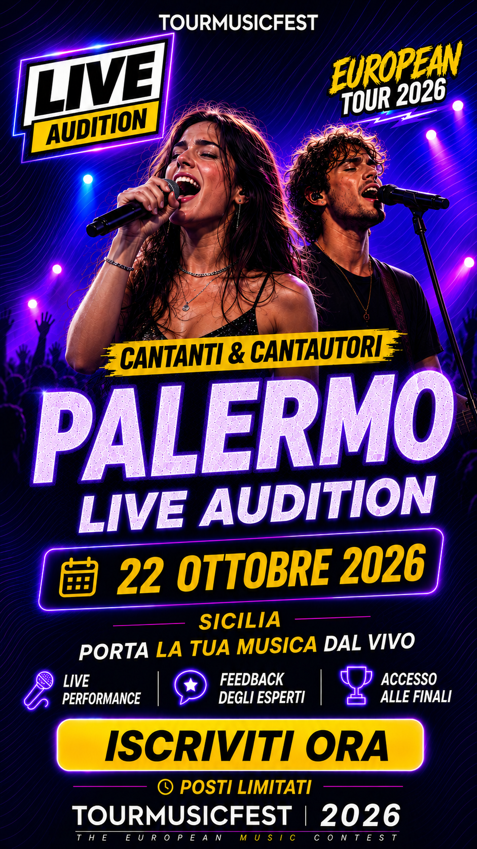 Tour Music Fest Facebook ad: Canti? Casting a Palermo