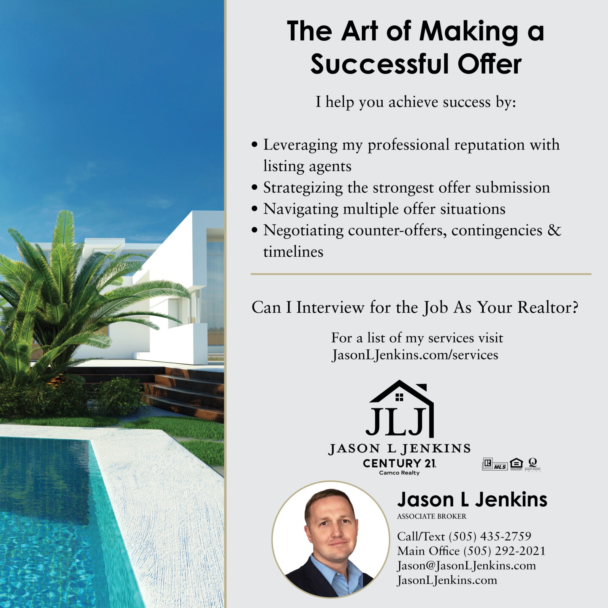 Jason L Jenkins, Realtor - Century 21 Camco Facebook ad: Message or Call (505) 435-2759 / (505) 292-2021