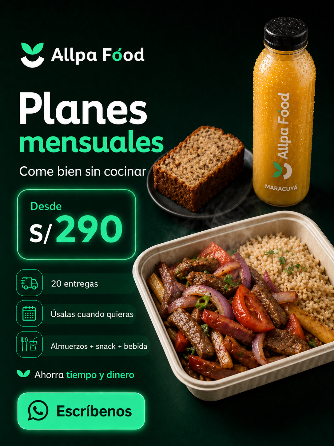 Allpa food Facebook ad: Planes mensuales desde S/290