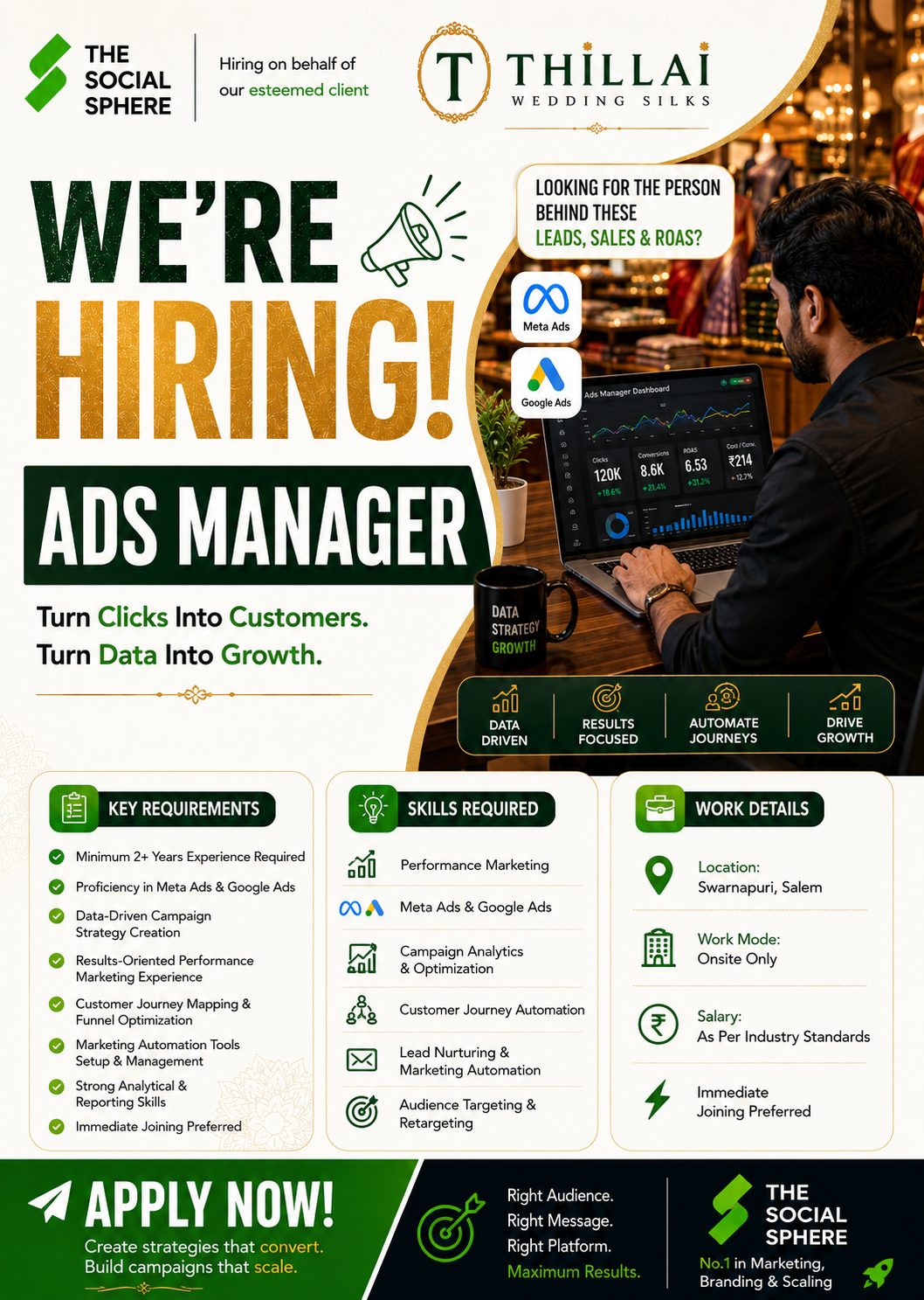 The Social Sphere Facebook ad: Hiring for ADS MANAGER