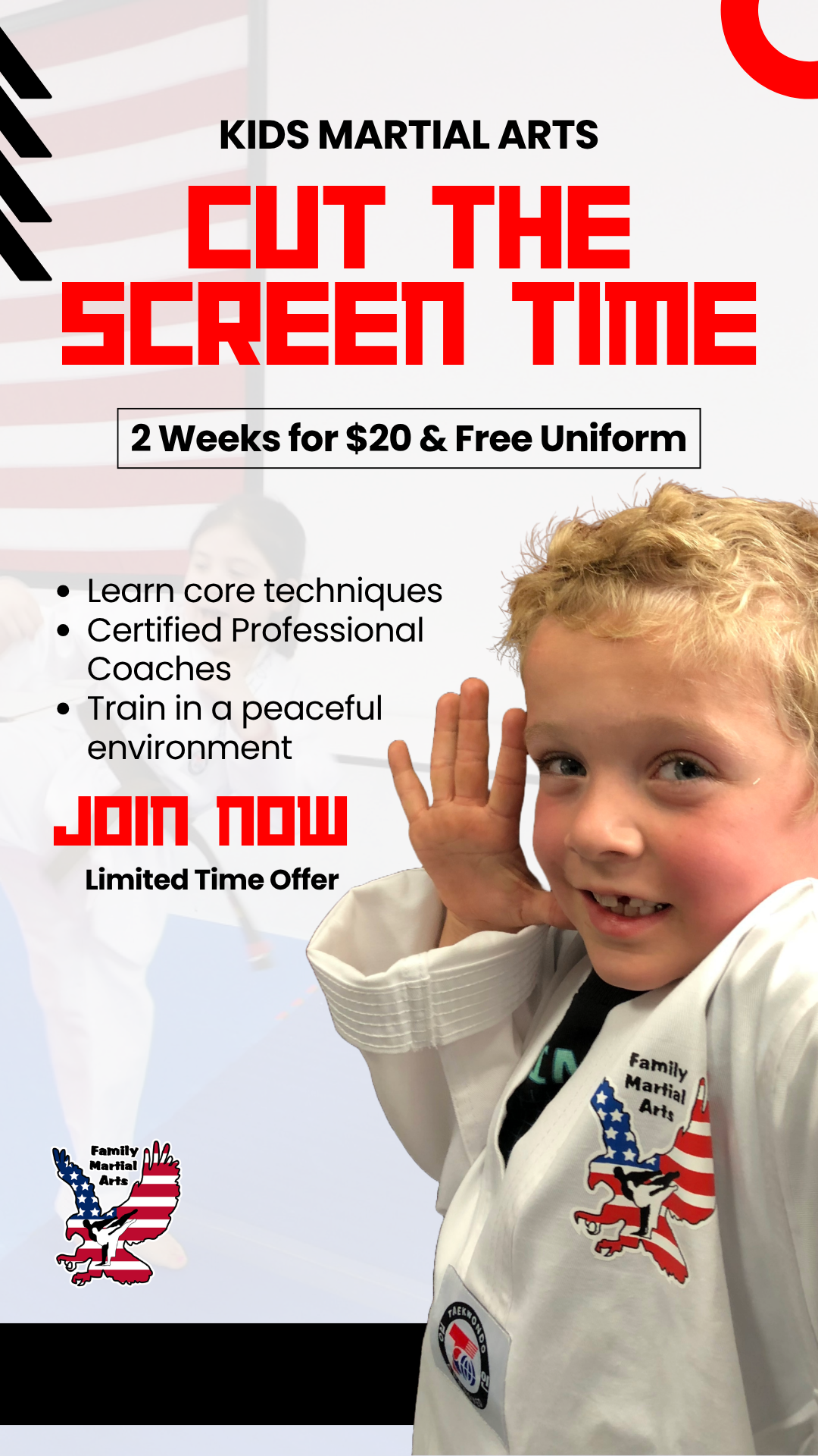 Family Martial Arts Facebook ad from Apr 10, 2026