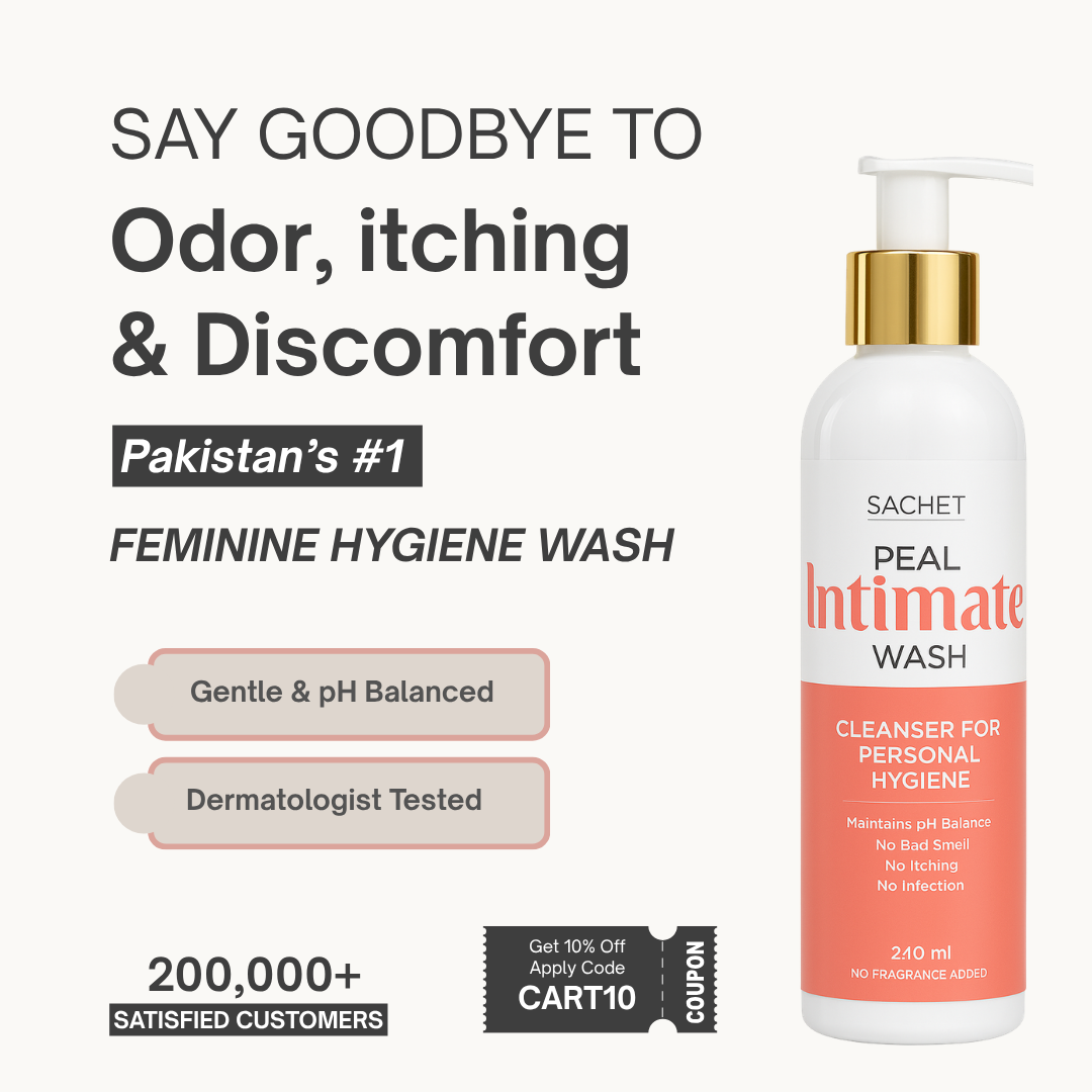 sachet.pk Facebook ad: Say Goodbye to Odor & Itching