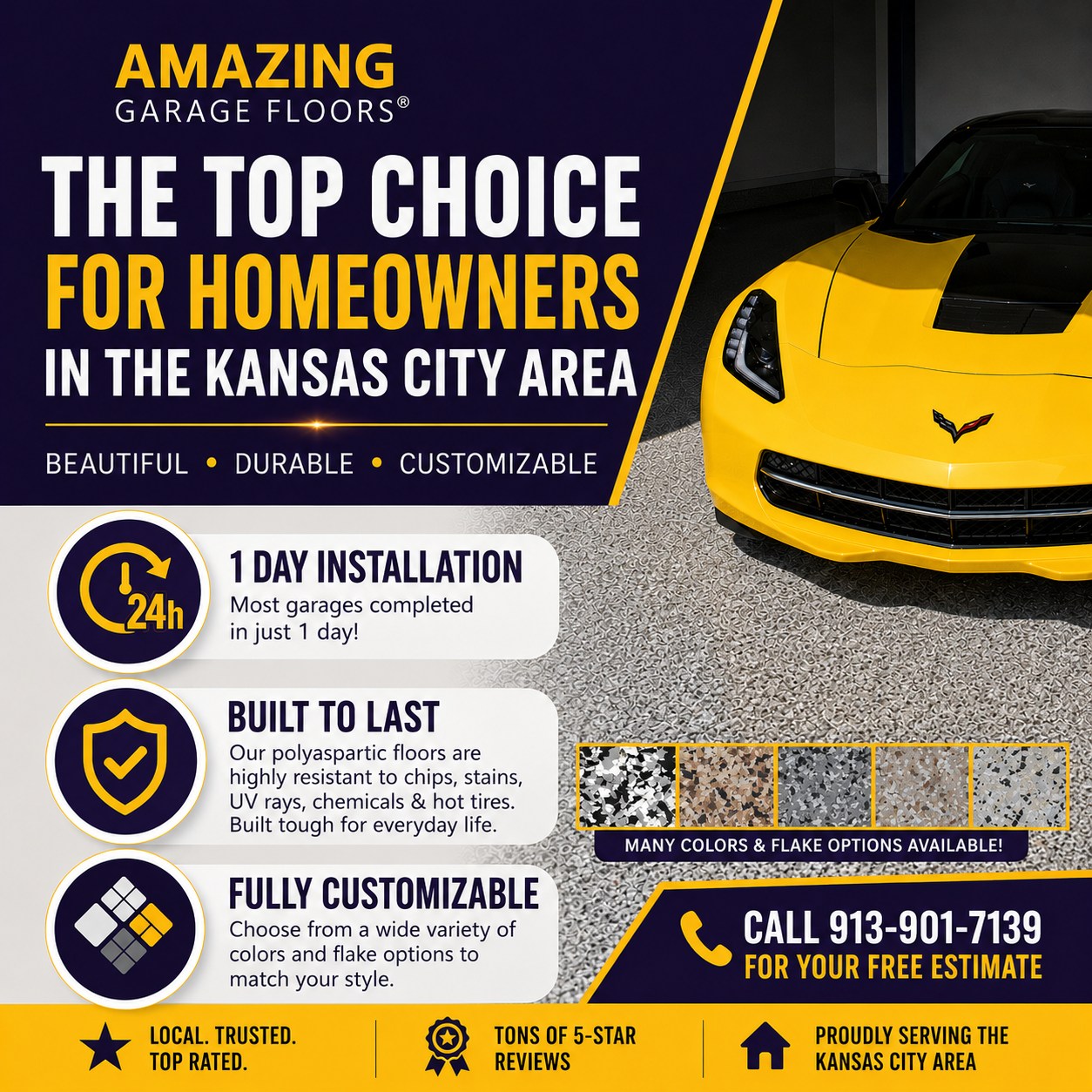 Amazing Garage Floors-Kansas City Facebook ad: Dusty, cracked, or outdated garage floor got you…