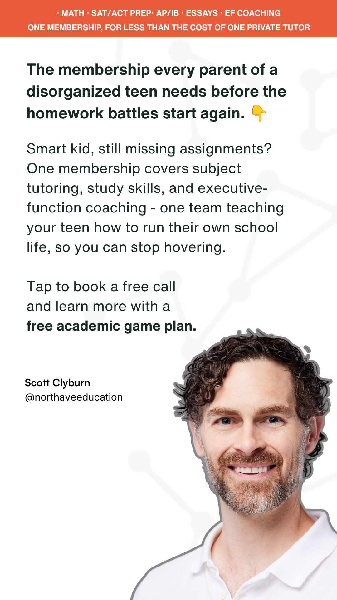 North Avenue Education Facebook ad: Parents of high schoolers: stop juggling a different tutor…