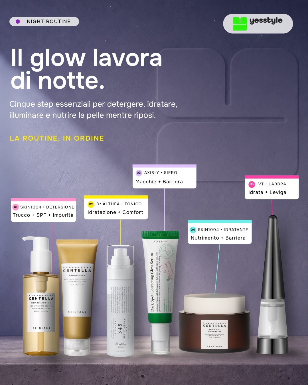 YesStyle Italy Facebook ad: Stanc* di svegliarti con la pelle spenta e…