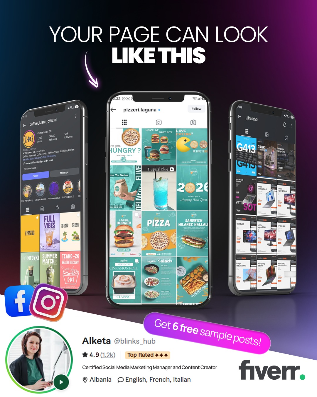 Blinks Hub Facebook ad: Get 6 Free Posts For Your Page