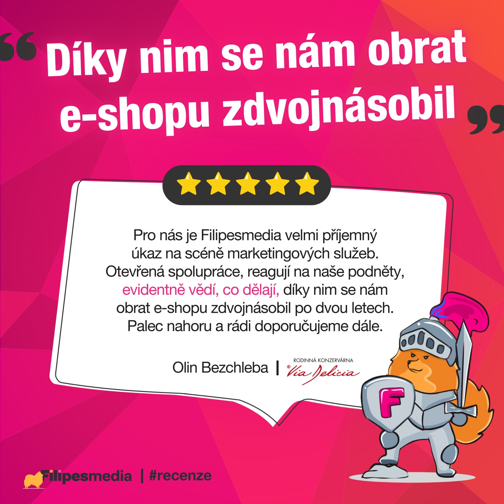 Filipesmedia Facebook ad: Děkujeme za důvěru a těšíme se na další…
