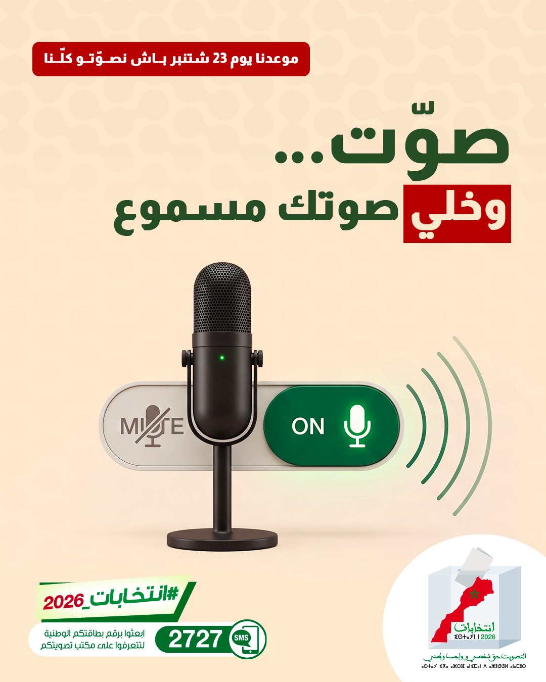 Élections Maroc - الانتخابات في المغرب Facebook ad: خلي صوتك مسموع