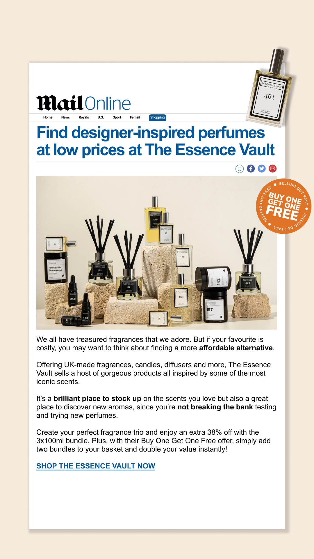 The Essence Vault Facebook ad