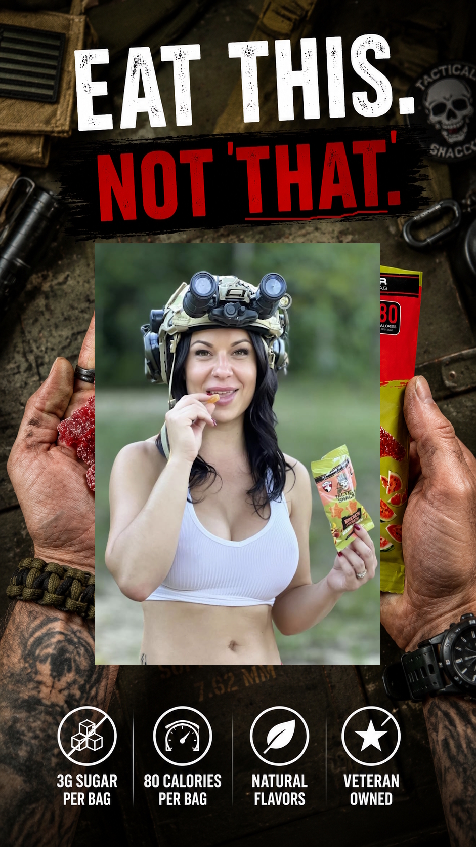 Tactical Snacks Facebook ad