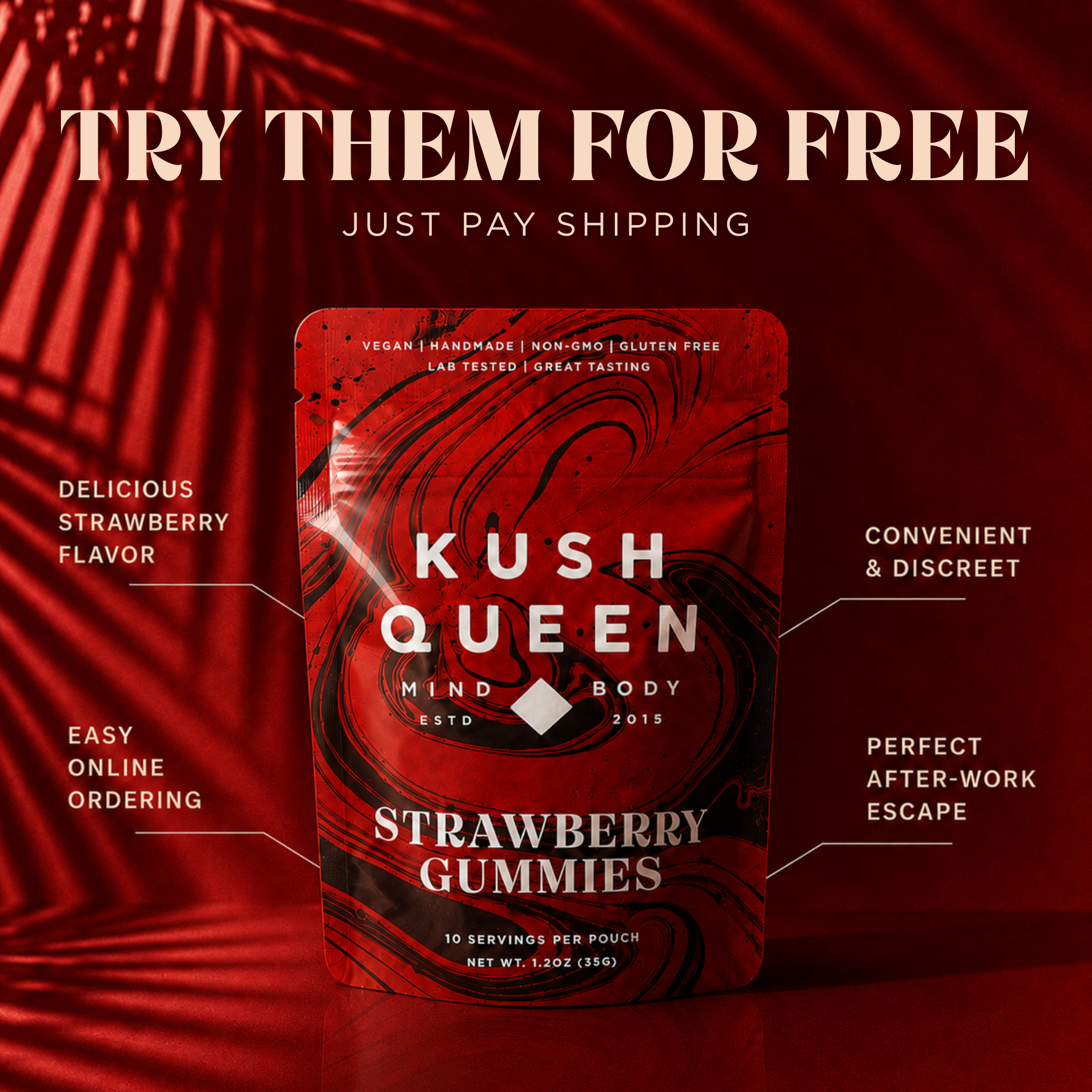KQ Shop Facebook ad: Free Gummies | Just Pay Shipping