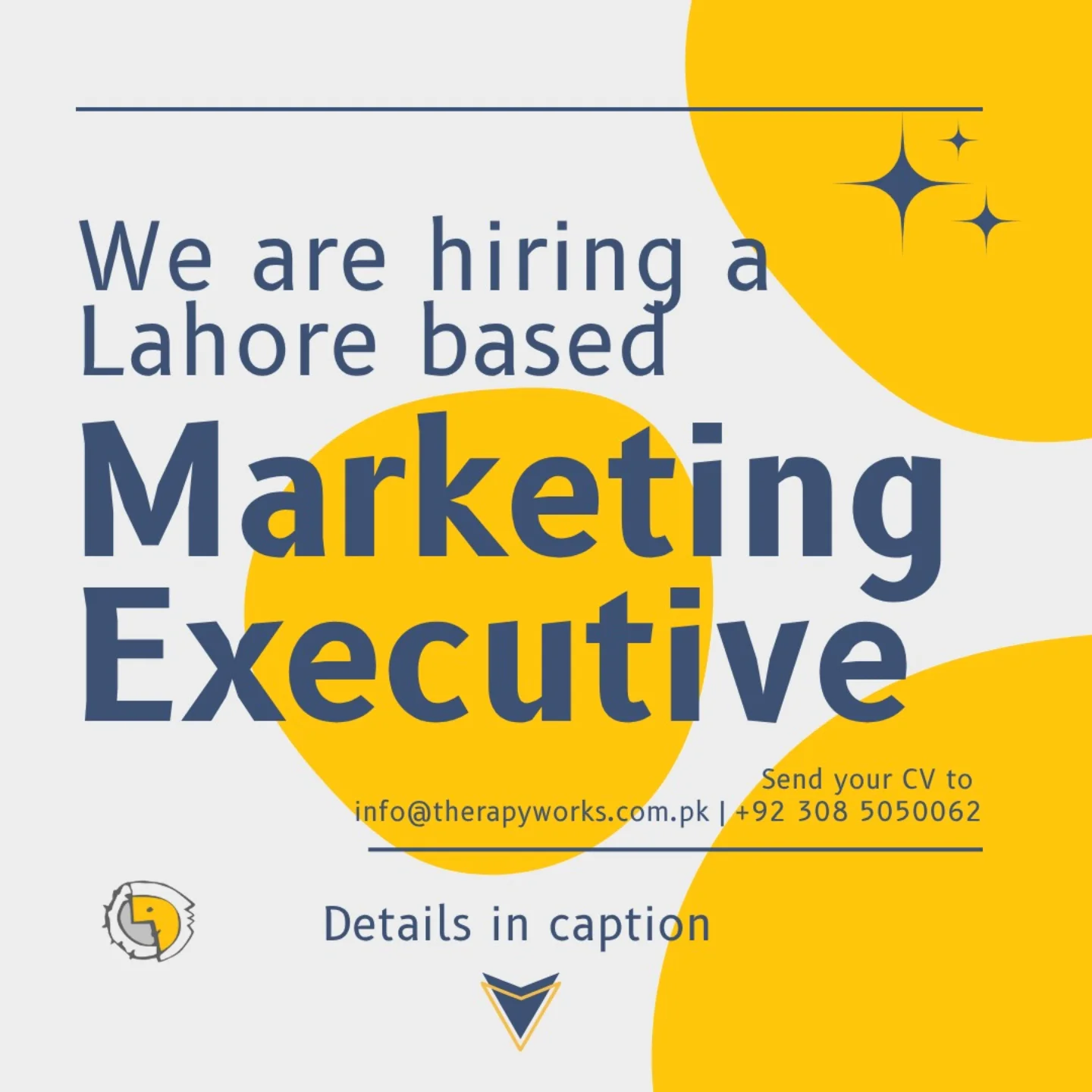 Therapy W o r k s Facebook ad: We’re Hiring: Marketing Executive | Lahore | Female