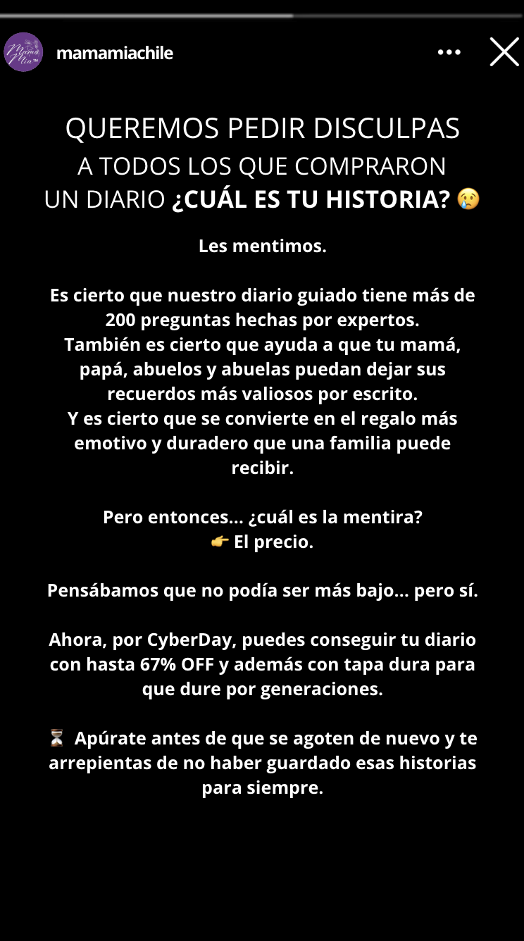 MamáMía Chile Facebook ad