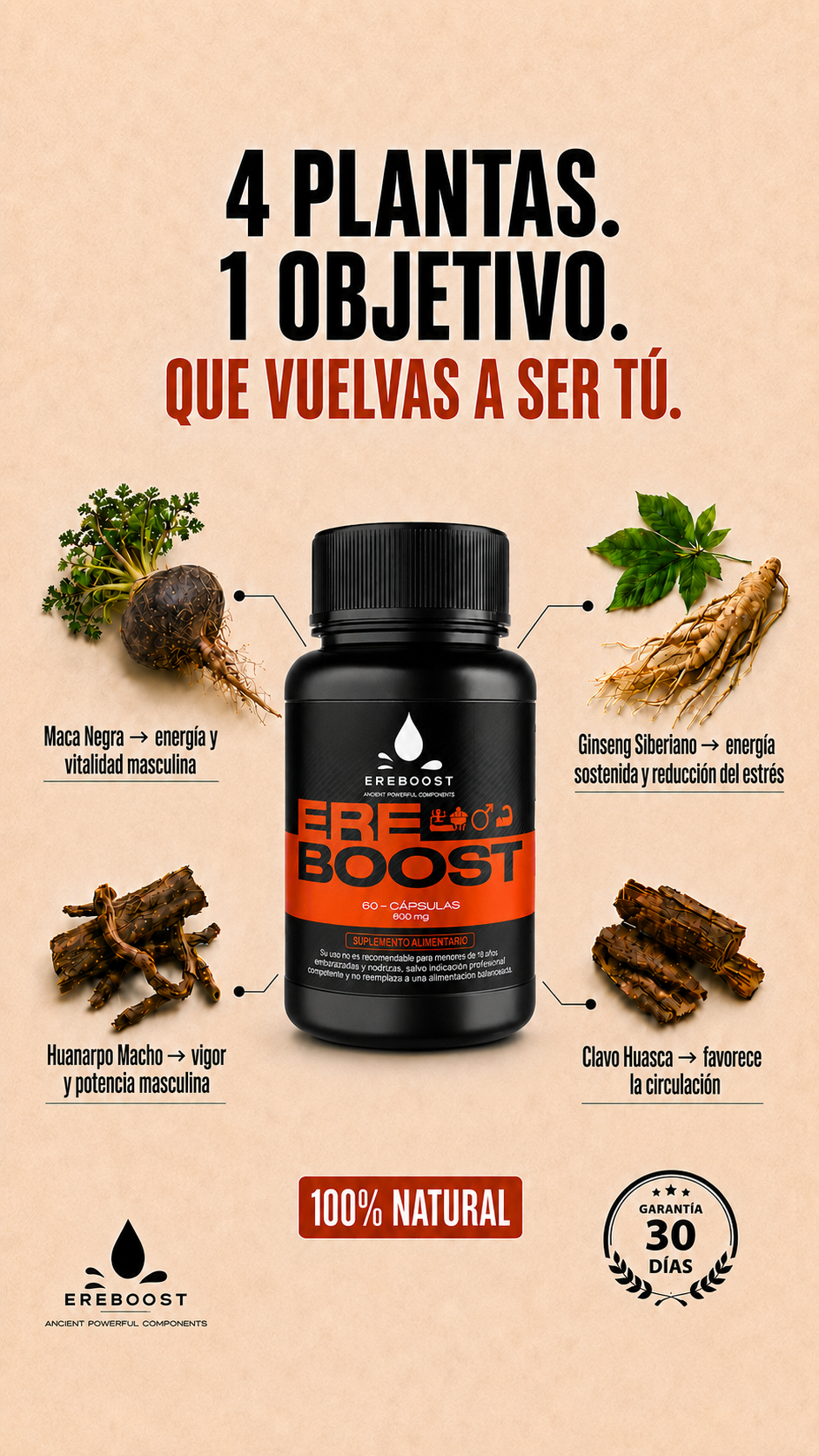 Ereboost Facebook ad: 4 plantas. 1 objetivo.