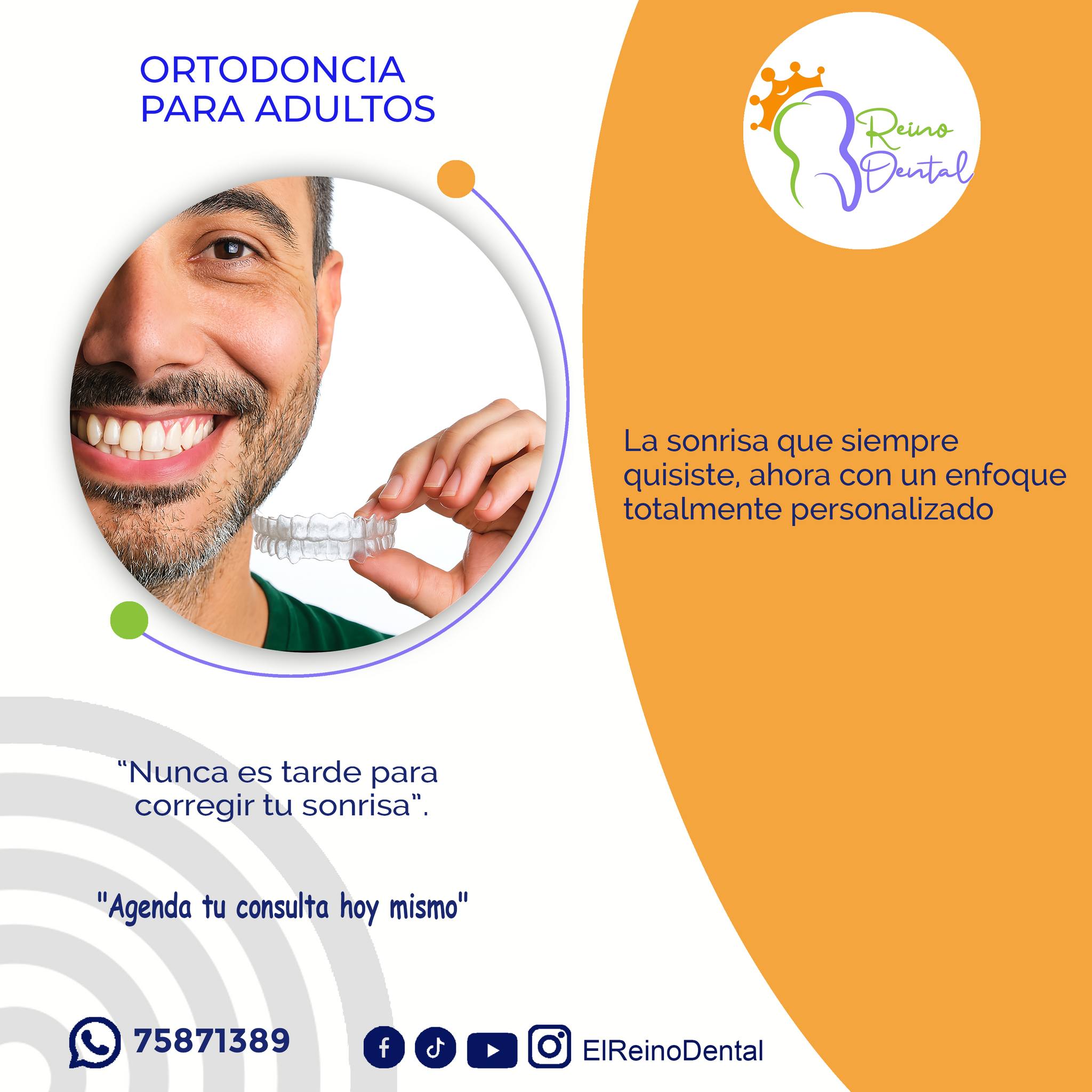 Reino Dental SAN PEDRO Facebook ad: Nunca es tarde para sonreír con seguridad