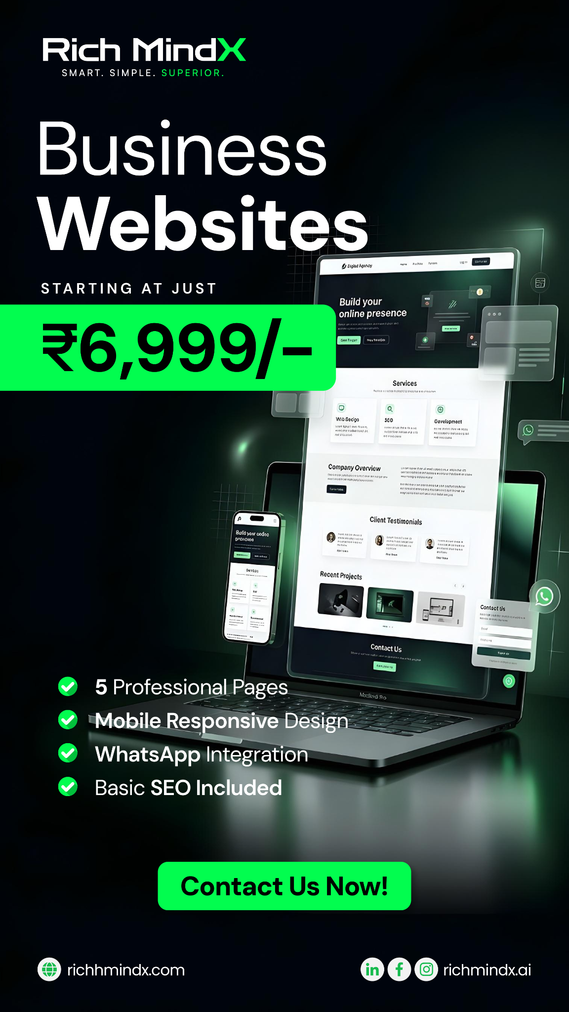 Richmindx AI Facebook ad: Looking for a professional website for your business?